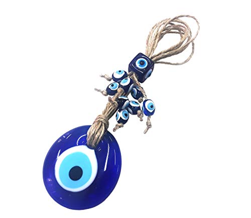 Perlin Nazar Boncuk Boncugu Türkisch Blau Evil Eye Wandbehang 18cm Ornament Amulett Dekoration Home Decor Schutz Segen Geschenk Glasperlen Anhänger für Auto Haus und Büro von Perlin