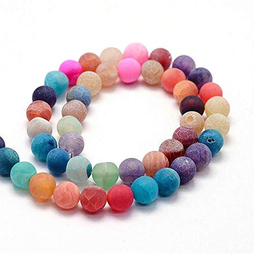 Perlin - PERLEN Naturstein ACHAT MATT EDELSTEIN 10mm MIX FARBEN RUND SCHMUCKPERLEN füt KETTE ARMBAND RING R174 von Perlin