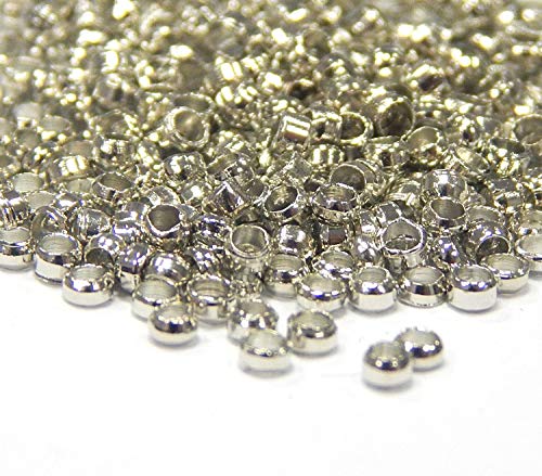 Perlin - Quetschperlen Kugel, Crimps Messing METALL BEADS METALLPERLEN 700 Stk 2mm RUND ALTSILBER PERLEN M147 x2 von Perlin