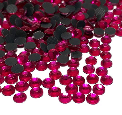 Perlin Strasssteine Hotfix 3mm Flatback Rückseite Strass SS10 7200 Stück Glas Steine Runde Kristall Edelsteine 2,5~3mm (Fuchsia) von Perlin