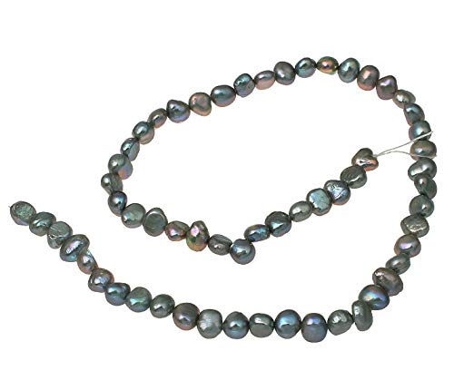 Perlin - Süßwasserperlen Zuchtperlen 6mm Anthrazit Grau Reiskorn Natur Barock Edelstein Perlen Schmuckperlen Schmuckstein Perle Zum Fädeln für DIY Kette Basteln Pearl Beads Gemstone D537 von Perlin