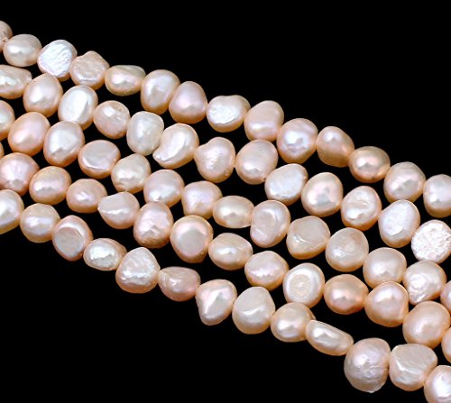 Perlin - Süßwasserperlen Zuchtperlen 6mm Apricot Reiskorn Natur Barock Edelstein Perlen Schmuckperlen Schmuckstein Perle Zum Fädeln für DIY Kette Basteln Pearl Beads Gemstone von Perlin