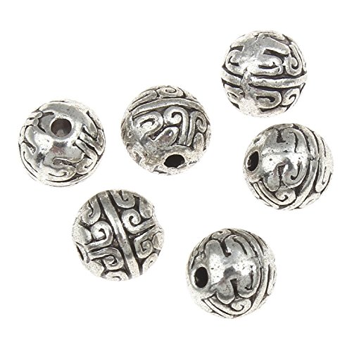 Perlin - Verzierte Metallperlen Kugeln Spacer 8mm 30stk Versilbert Filigrane Metall Perlen Schmuckperlen Antiksilber Zwischenperlen Basteln Charms Beads M540 x2 von Perlin