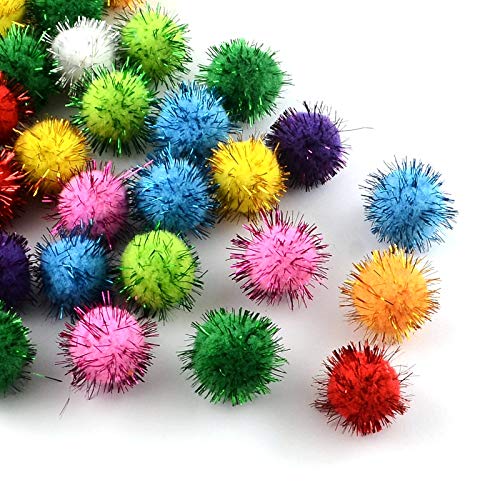 Plush Pompons mit Silber Glitzer, Pompon, 50stk, Mix Farben 15mm Bunt Bommel Nähen Tilda Basteln Borte bälle Flauschigen Plüsch Bälle für Lustige DIY Kreative Handwerk von Perlin