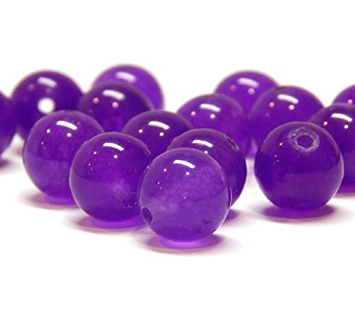 Purple Lila Jade Edelstein Perlen, 8mm 6mm 4mm, Rund, Halbedelsteine, Schmucksteine Schmuckherstellung Bastelzubehör Schmuckperlen (6mm - 18 Stück) von Perlin