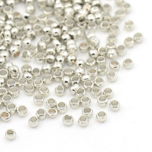 Quetschperlen Kugel, Crimps Messing METALL BEADS METALLPERLEN 350 Stk 2mm RUND ALTSILBER PERLEN M147 von Perlin