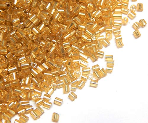 Rocailles Perlen 2mm, 450g/100g, Glas Stiftperlen, Röhrchen, Tubes, Stäbchen perlen, Roccailles, Seed Beads (Gold Silbereinzug, 100) von Perlin