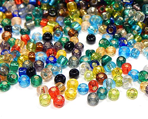 Rocailles Perlen 2mm NUR Silbereinzug Glasperlen 11/0 Bunte Mix Set Kugel Rund Mini Perlen Tiere Indianerperlen (100g) von Perlin