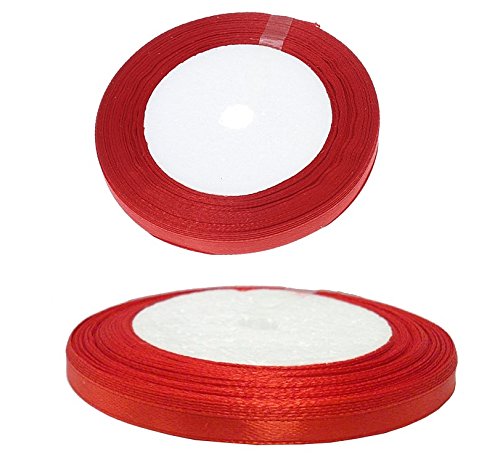 Satinband 22m X 6mm, Schleifenband Geschenkband Bänder zum Basteln Schleifenband Geschenkbänder Stoffband Satinbänder für Heimwerkerkunst handwerk Hochzeit Dekoration Schleifen (Rot) von Perlin