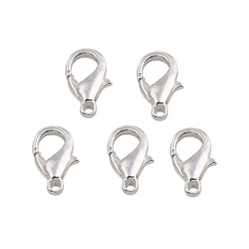 Silber Karabinerverschluss Verbinder Karabiner 10mm 12mm 14mm 16mm 18mm Metall Verschlüsse Hummer Haken Clip Halskette Schnalle Schmuck Verschluss (16x8mm 15Stück) von Perlin