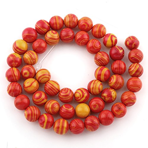 Streifen Achat Perlen Rund 8mm Achatperle Naturstein 15stk. Halbedelstein Edelstein Schmuckperlen Schmuckstein Gemstone Beads (Rot Gelb) von Perlin