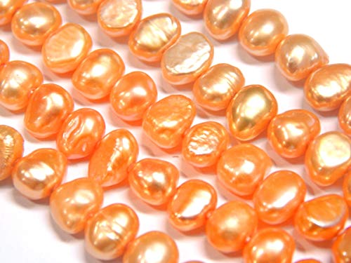 Süßwasserperlen Zuchtperlen 6mm Apricot Kartoffel Natur Barock Edelstein Perlen Schmuckperlen Schmuckstein Perle Zum Fädeln für DIY Kette Basteln Pearl Beads Gemstone von Perlin