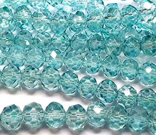 Tschechische Kristall Glas Perlen CZ Böhmische Facettierte Rondelle Glasperlen 4/6/8/10 mm (Aqua Blau, 4x3 mm) von Perlin