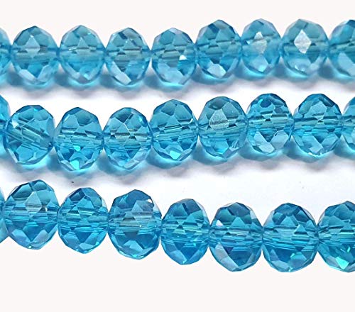 Tschechische Kristall Glas Perlen CZ Böhmische Facettierte Rondelle Glasperlen 4/6/8/10 mm (Aqua Blau AB, 6x4 mm) von Perlin