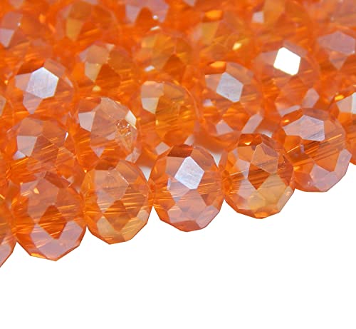 Tschechische Kristall Glas Perlen CZ Böhmische Facettierte Rondelle Glasperlen 4/6/8/10 mm (Orange AB, 4x3 mm) von Perlin