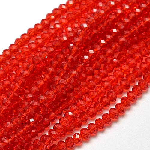 Tschechische Kristall Glas Perlen CZ Böhmische Facettierte Rondelle Glasperlen 4/6/8/10 mm (Rot, 8x6 mm) von Perlin