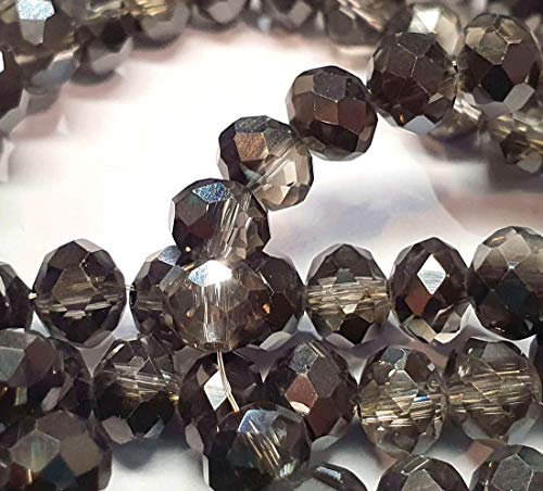Tschechische Kristall Glas Perlen CZ Böhmische Facettierte Rondelle Glasperlen 4/6/8/10 mm (Schwarz Morion, 6x4 mm) von Perlin