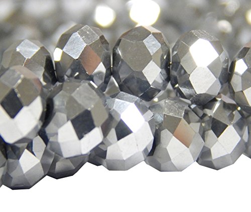 Tschechische Kristall Glas Perlen CZ Böhmische Facettierte Rondelle Glasperlen 4/6/8/10 mm (Silber, 8x6 mm) von Perlin