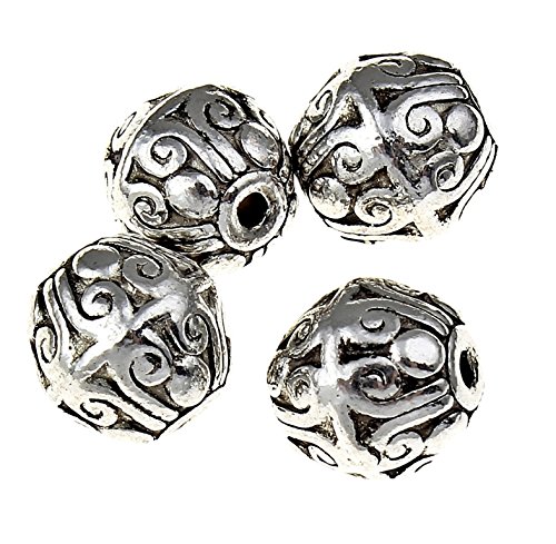 Verzierte Metallperlen Kugeln Spacer 9mm 10stk Versilbert Filigrane Metall Perlen Schmuckperlen Antiksilber Zwischenperlen Basteln Charms Beads M534 von Perlin