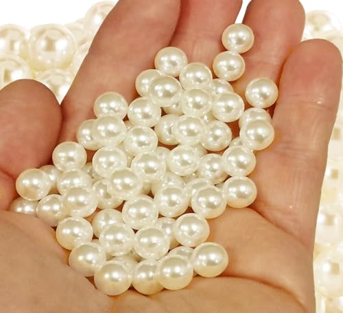 Zuchtperlen Imitat Perlen Perlmutt ABS Wachsperlen 10mm, 400 Stück, Ohne Loch, Rund Kunstperlen Basteln Dekoperlen für Vasenfüller Hochzeit Party Schmuck (Creme) von Perlin