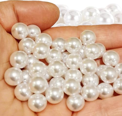 Zuchtperlen Imitat Perlen Perlmutt ABS Wachsperlen 10mm, 400 Stück, Ohne Loch, Rund Kunstperlen Basteln Dekoperlen für Vasenfüller Hochzeit Party Schmuck (Weiß) von Perlin