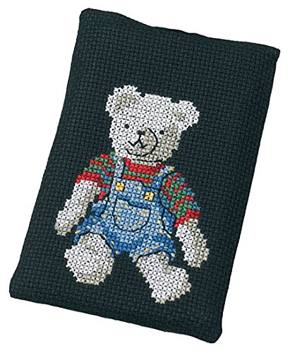 Kreuzstich-Set, Motiv Permin Teddy auf schwarzem Handy-Cover von Permin