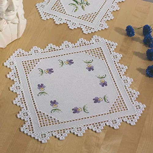 Permin Hardanger Tischdecke Stickpackung Hardanger Veilchen Zählmuster, Multifarbig von Permin