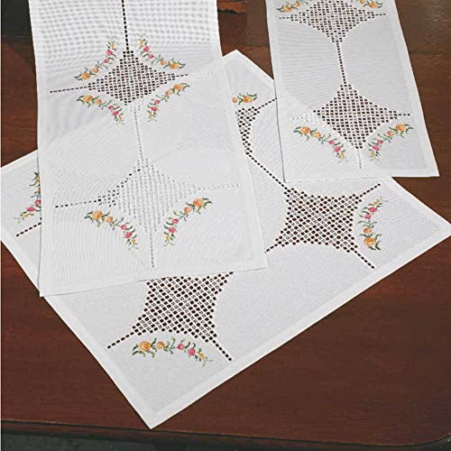 Permin Hardanger Tischdecke Stickpackung Hardanger mit Blumen Zählmuster von Permin