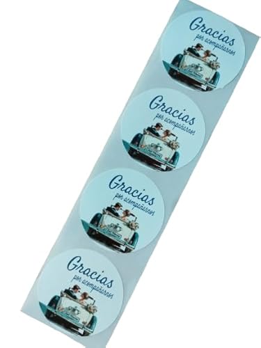 Aufkleber für Brautpaar, 5 cm, 100 Stück, 5 cm, Aufschrift "Gracias por Acomparnos", Design wählbar (Hochzeitsauto "Gracias por acompañarnos") von Personal labels since 1999