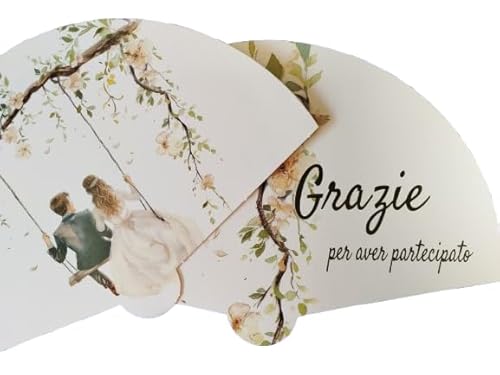 Fächer aus Karton und Etiketten für Hochzeiten, 25 Fächer und 50 Etiketten, Detailpaket (italienische Schaukel) von Personal labels since 1999