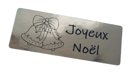 Joyeux Noël Klebeetiketten, silberfarben, 2 x 5 cm, 200 Stück von Personal labels since 1999