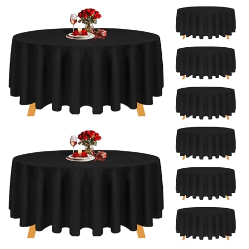 Personalize Pro Runde Tischdecke, 178 cm, Polyester, waschbar, für Hochzeit, Bankett, Restaurant, Buffet, Partys und Camping, Schwarz, 8 Stück von Personalize Pro