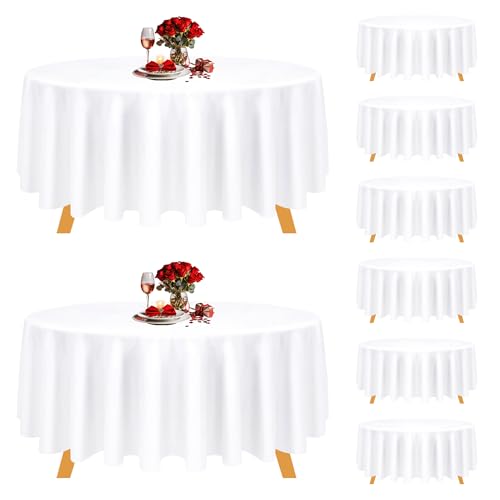 Personalize Pro Runde Tischdecke, 178 cm, Polyester, waschbar, für Hochzeit, Bankett, Restaurant, Buffet, Partys und Camping, Weiß, 10 Stück von Personalize Pro