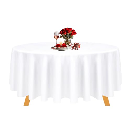 Personalize Pro Runde Tischdecke, Polyester, waschbar, für Hochzeit, Bankett, Restaurant, Buffet, Partys und Camping, 332 cm, Weiß, 1 Stück von Personalize Pro