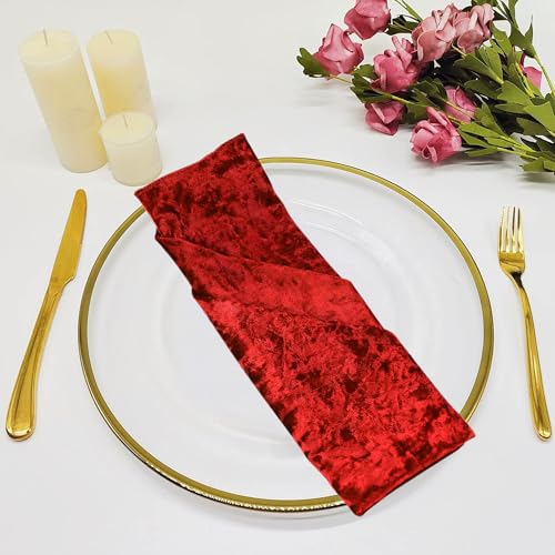 Personalize Pro Servietten aus Pannesamt für Zuhause, 50,8 cm, mit gesäumten Kanten, für Abendessen, Hochzeit, Bankett, Party, Veranstaltungen, leicht und maschinenwaschbar, Rot, 12 Stück von Personalize Pro