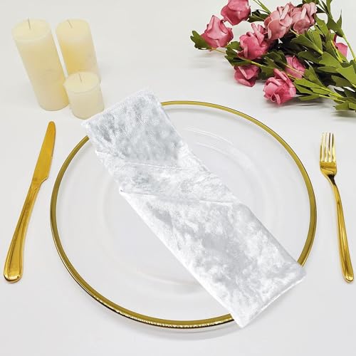 Personalize Pro Servietten aus Pannesamt für Zuhause, 50,8 cm, mit gesäumten Kanten, für Abendessen, Hochzeit, Bankett, Party, Veranstaltungen, leicht und maschinenwaschbar, Weiß, 12 Stück von Personalize Pro