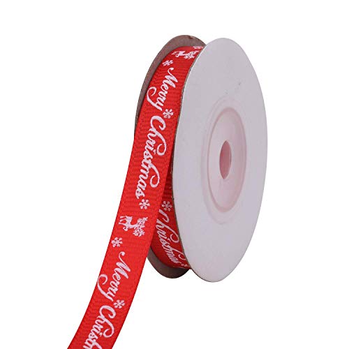 Ripsband, Rentier und Schneeflocken, bedrucktes rotes Weihnachtsband für Geschenkverpackungen, Weihnachtsbaumkranz, Dekoration, Party, Weihnachtsgeschenke, Party, Bastelprojekte, 10 mm x 9,1 m von Personalize Pro