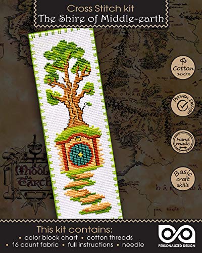 Personalized.Design Kreuzstich-Set Herr der Ringe: Das Shire der Mittelerde – DIY Stickerei Lesezeichen mit Muster von Personalized.Design