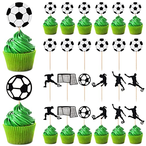 48 Stück Fußball Cupcake Toppers Fußball Kuchen Dekoration Sport Cupcake Picks Tortendeko für Fußball Sport Party Deko Baby Shower Kinder Jungen Geburtstag Mitgebsel von Perthlin