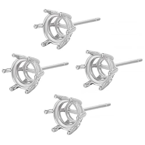 2 Paare Schmuckzubehör, 925 Silber 6 Pongs Stud Post Ohrring -Rohlinge, DIY -Ohrringzubehör für 5 mm runde Edelsteingeschenk von Pesoncarl