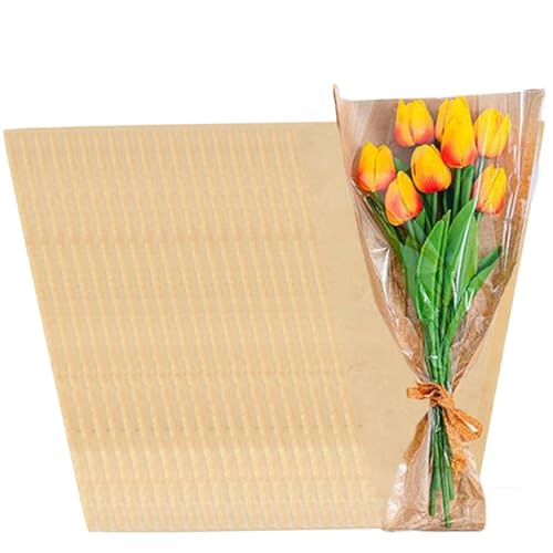 50pcs Blumenpapier, Kraftpapier Bouquet Wickelpapier mit Oppfilm, einfach zu verwenden einzelne Blumenpapierpapierhülle perfekt für den Muttertag, Hochzeit von Pesoncarl