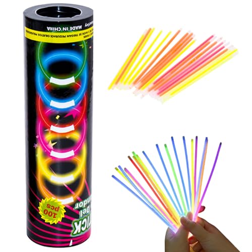 Glühstöcke, 100pcs 8 Zoll Glühstangen für Kinder Erwachsene, Flexible Glühstangen, langlebig in der dunklen Party -Gefälligkeiten für Neon Party Glow Halsketten und Armbänder von Pesoncarl