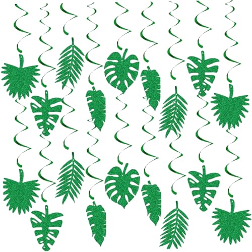 Hawaiianische Party hängen Wirbel tropischer Palmblatt Hanging Wirbelgrüne Deckendekor für Sommerpartyversorgung 4packs 36 Stück, Party Gefälligkeiten von Pesoncarl