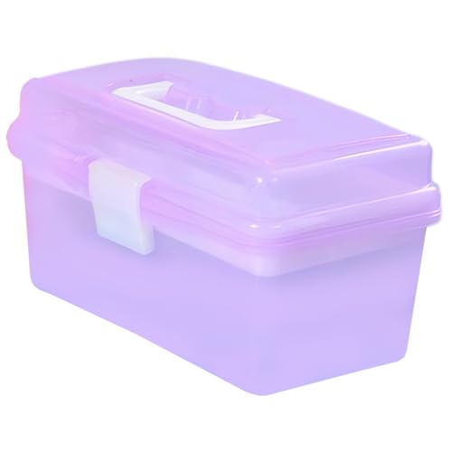 Pesoncarl Bastelbox 2 Schicht abschließbarer Art Storage Box mit Hochleistungshandwerksaufbewahrung mit transparentem Flip Deckel Mehrzweck Organizer Box für Werkzeugpillennagel von Pesoncarl