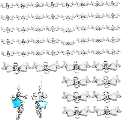 Schmuckanschlüsse, 50pcs antike Silber -Bogenknoten -Charmanschlüsse, DIY -Schmuckzubehör für Ohrringe Armband Halskette von Pesoncarl