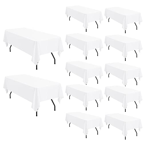 12 Packungen Weiße Polyester Tischdecke-153 x 260cm Rechteck-Tischdecke für für 6Fuß/1,8m große rechteckige Tische, waschbarer Stofftischabdeckung für Hochzeit/Buffet Party/Esstisch/Events 12 Packungen Weiße Polyester Tischdecke-153 x 260cm Rechteck-Tischdecke für für 6Fuß/1,8m große rechteckige Tische, waschbarer Stofftischabdeckung für Hochzeit/Buffet Party/Esstisch/Events von Pesonlook