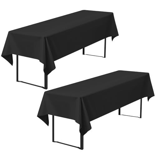 2er-Pack Premium Bierzelt-Tischdecke 260 x 110 cm, Schwarze Biertischdecken für Bierzeltgarnitur, blickdichte Polyester-Biertischdecken, waschbare Tischhussen für Bankette im Freien (schwarz) von Pesonlook