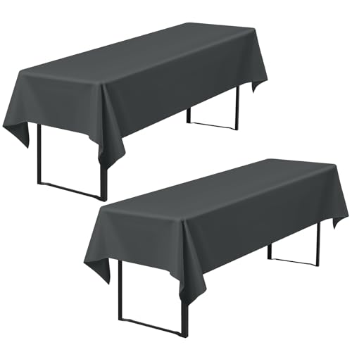 2er-Pack Premium Bierzelt-Tischdecke 260 x 110 cm, dunkelgraue Biertischdecken für Bierzeltgarnitur, blickdichte Polyester-Biertischdecken, waschbare Tischhussen für Bankette im Freien (dunkelgrau) von Pesonlook