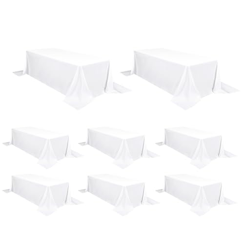 8 Packungen Polyester-Tischdecken Weiß, 229 x 396 cm, für 2,4 M rechteckige Tische, waschbar, rechteckig, Polyester-Tischdecke für Hochzeit, Bankett, Event, Party 8 Packungen Polyester-Tischdecken Weiß, 229 x 396 cm, für 2,4 M rechteckige Tische, waschbar, rechteckig, Polyester-Tischdecke für Hochzeit, Bankett, Event, Party von Pesonlook