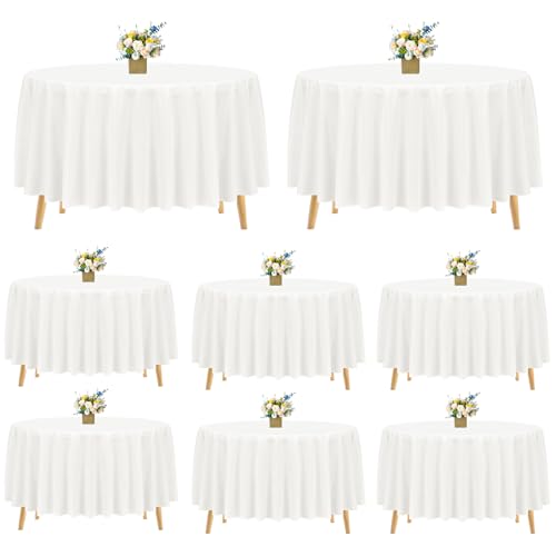 8 Stück Runde Tischdecke, elfenbeinfarben, 305 cm, elfenbeinfarben, Polyester, runde Tischdecke, waschbar, Polyesterstoff, runde Tischdecke für Hochzeit, Party, Geburtstag, Bankett 8 Stück Runde Tischdecke, elfenbeinfarben, 305 cm, elfenbeinfarben, Polyester, runde Tischdecke, waschbar, Polyesterstoff, runde Tischdecke für Hochzeit, Party, Geburtstag, Bankett von Pesonlook